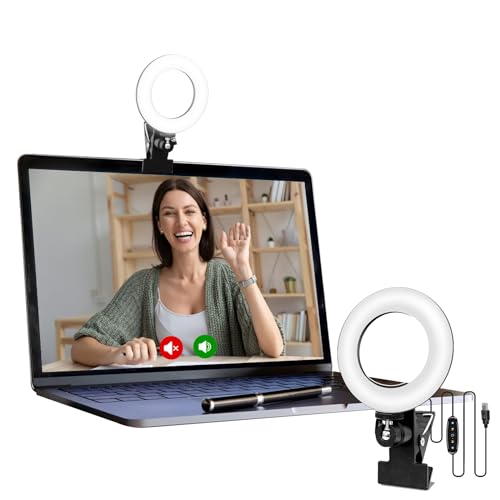 Cyezcor Video Conference Lighting Kit, Clip on Light Reading Lights, Ring Light, 360 ° Flexible Gooseneck Bed Night Light ,Computer Laptop Video Conferencing - size: 6 Inch
