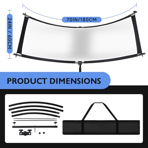 Clamshell Light Reflector/Diffuser with Carrying Case,70"X24" (4 Color in 1) Arclight Curved Eyelighter Lighting Diffuser for Photography Portrait Studio Video Shooting,Black/White/Gold/Silver - size: 70"X24"