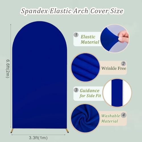 Albassa 6.6FT Arch Cover 2-Sided Spandex Fitted Arch Backdrop Cover Round Top Chiara Stand Covers for Baby Shower Birthday Party Wedding Decoration (Royal Blue, 6.6FT) - color: Royal Blue, size: 6.6FT