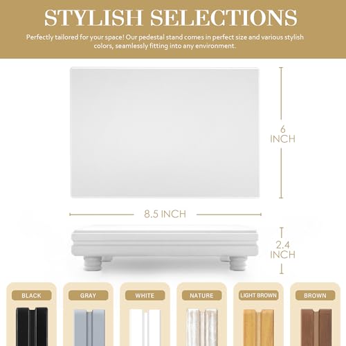 EOSAHR Decorative Pedestal Stand for Home Decor – Farmhouse Bathroom Counter Organizer & Soap Holder for Bathroom Sink - Small Wooden Tray for Kitchen & Bathroom Decor (White) - color: White