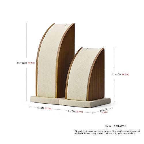 Oirlv 2Pcs/Set Necklace Pendant Display Stand Jewelry Display Holder Solid Wood Base (Creamy-White)
