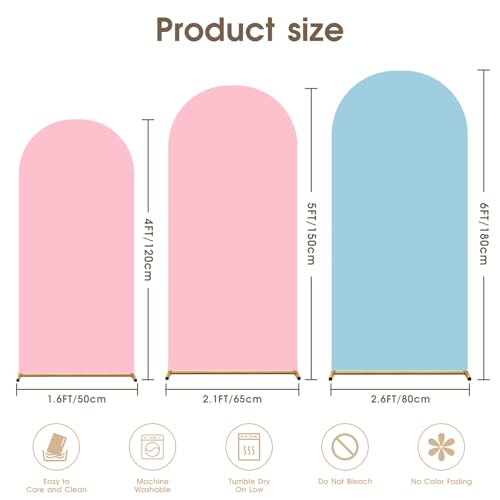 pingk Double Color Wedding Arch Set - 4ft/5ft/6ft Spandex Fitted Covers for Baby Party Birthday Banquet Shower - color: NPink+blue, size: 4FT+5FT+6FT
