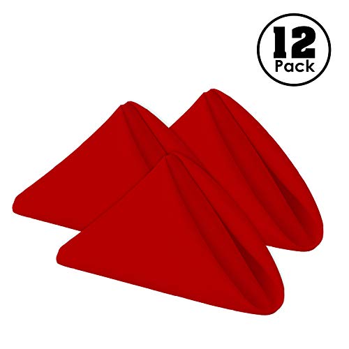 Gee Di Moda Cloth Napkins - 17 x 17 Inch Red Dinner Napkins - Set of 12 Soft & Absorbent Washable Fabric Cloth Table Napkins with Hemmed Edges for Hotel Restaurant, Holiday Parties & Wedding - color: Red