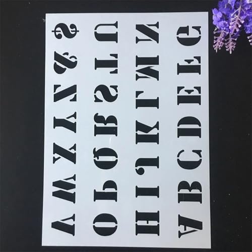 TIAMECH A4 Reusable Uppercase 1.2 x 1 Inch Letters Stencil for Painting - Alphabet Symbol Layering Template, DIY Wall Art, Wood Furniture, Scrapbook & Crafts (8.3x11.7inch) - style: Uppercase Letters