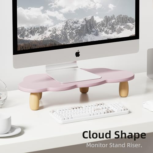 AFOOYO Monitor Stand Riser,Cloud Shape Wood Computer Monitor Stand, 16.5IN Monitor Stand Riser, Multi-Purpose Desktop Organizer Riser for Computer,Laptop,Printer,TV,Purple - color: Purple, size: Cloud