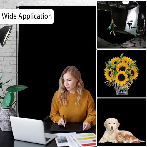 Black Photo Backdrop for Photoshoot, Photo Backdrop Curtain, Black Backdrops for Party Portrait Photoshoots Video Studio 6x9ft - color: Black, size: 6x9 FT