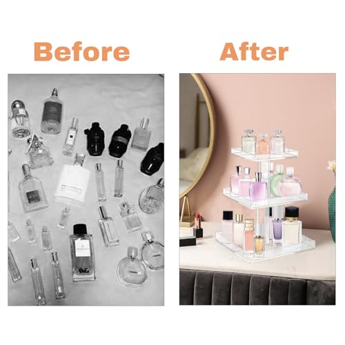 YAGELI Perfume Organizer for Women - Large 3-Tier Clear Acrylic Cosmetic Storage for Bathroom, Vanity & Dresser | Makeup Jewelry Display Stand | Non-Slip Base, Sturdy & Scratch-Resistant - size: 3 Tier