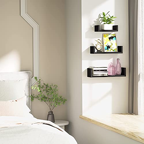 SRIWATANA Floating Shelves Wall Mounted, Solid Wood Wall Shelves, Black - color: 2.weathered Black