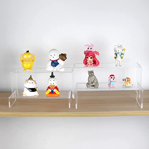 ELEGANTLIFE Acrylic Display Risers Set of 4, 4-Level Tiered Display Stands for Cupcakes, Small Figures & Jewelry, Compact Countertop Display Shelf, Multiple Colors Available (Clear) - color: Clear