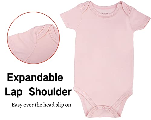 GUISBY Baby Short Sleeve Bodysuits, Rayon Summer Newborn Infant Boys Girls 0-24 Months - color: Light Orange, size: 0-3 Months