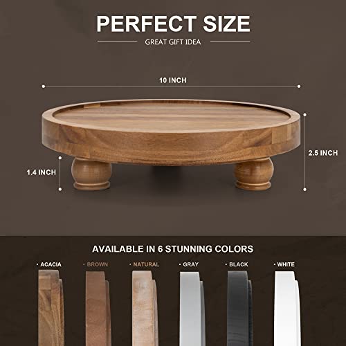EOSAHR Wooden Riser for Display : Farmhouse Pedestal Stand for Your Kitchen Counter & Home Decor - Chic Round Waterproof Bathroom Trays for Soap, Plants, Jewelry, Perfume (Acacia Wood) - color: Acacia