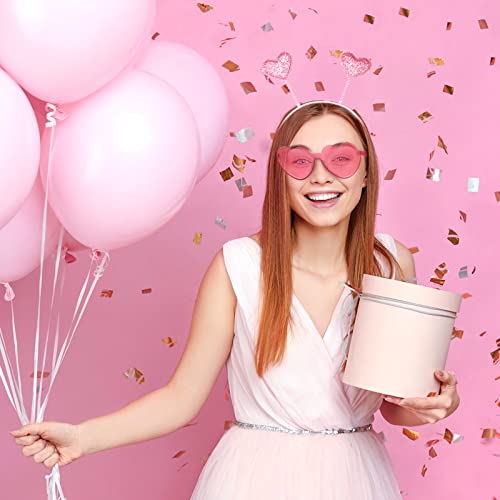 MTLEE 24 Pcs Valentines Heart Head Boppers Headbands and Heart Shape Sunglasses Valentines Party Supplies Wedding Photo Prop - color: Pink