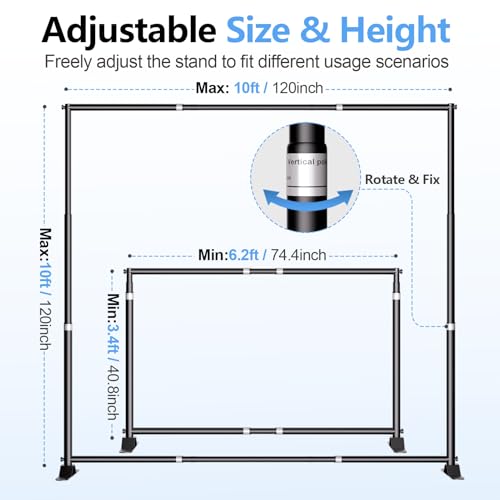 10 x 10FT Backdrop Banner Stand, Heavy Duty Adjustable Photo Background Support Frame Kit, Step and Repeat Stand for Photo Booth, Parties, Exhibition, Trade Show, Wedding - color: Black, size: 10x10ft