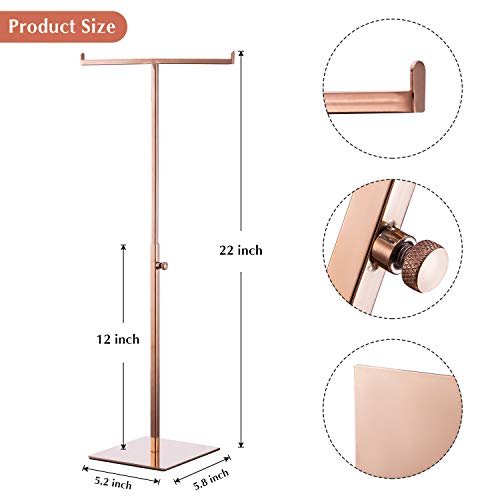 Polmart Countertop Adjustable Display Stand Stand for Purses/Handbags, Wreaths, Wigs, Hats and Crafts (T-Stand, Rose Gold) - color: Rose Gold