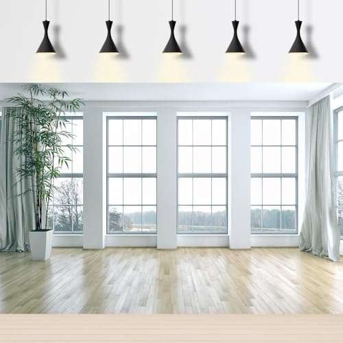 Empty Room Backdrop French Windows Living Room Plants Wooden Floor Background for Photography Modern Interior Room Home House Office Backdrop Decorations Video Conferencing Banner Props 5x4ft - color: Light Brown_White, size: 5x4ft