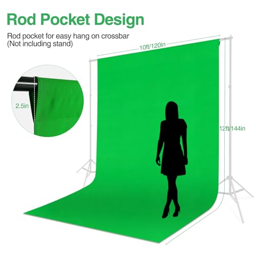 Green Screen Backdrop, 10x12ft (WxH) Photography Chromakey Greenscreen Background Sheet, Polyester Collapsible Green Backdrop Curtain for Streaming, Meeting, Photoshoot, Video Recording - color: Green, size: 10x12 FT