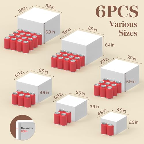 6 PCS Buffet Risers, Large Food Risers for Buffet Table, Display Stand Shelf for Party, Catering, Jewelry & Collectibles, White Acrylic Nesting Boxes for Food Display (10" 9" 8" 7" 6" 5") - size: 10" 9" 8" 7" 6" 5"