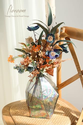 Floroom Artificial Greenery Stems Box Set, 39pcs with 8 Kinds of Faux Greenery Flowers Picks for DIY Bridal Bouquets Wedding Floral Arrangement Table Centerpieces, Earth Tones & Teal - color: Earth Tones & Teal
