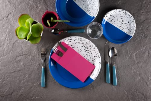 Moyes Home Fuchsia Disposable Dinner Napkins with Pocket - Linen-Feel Pre-Folded Cloth-Like Paper Napkins for Silverware, Weddings, Dinner Parties, 16x16 in, Pack of 50 - color: Fuchsia