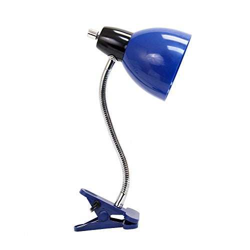 Simple Designs LD2014-BLU Adjustable Desk Clip Lamp Light, for Desks, Nightstands, Reading, Blue