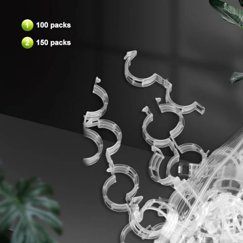 Secured Plastic Plant Clip, 2024 Upgraded Plant Support Clips Reusable Garden Clips 50Pcs, Plant Support Clips Garden Climbing Vines Fixing Clip Trellis Clips Climbing Tomato Clips (50, Black) - color: Black