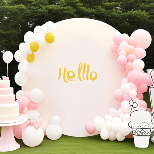 6.5 FT White Round Backdrop Cover, Double-Sided Circle Fabric Photo Background with Zipper for Photography Party Birthday Wedding Baby Shower Home Decorations (Elastic) - size: 6.5 FT