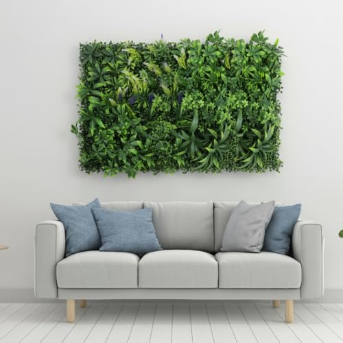 Artificial Grass Wall Panels, 12pcs 20"x20" Greenery Backdrop Mats for Privacy Screening Fence, Outdoor Plant Leaves Garden Decor, Indoor Green Wall