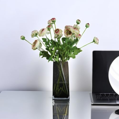 Artificial Silk Flowers Persian Buttercup Bicolor Ranunculus Flower 5 Pcs,Suitable for core Decoration,Wedding Floral Creation,Flower Arrangement DIY Project,Interior Decor(Green) - color: Green