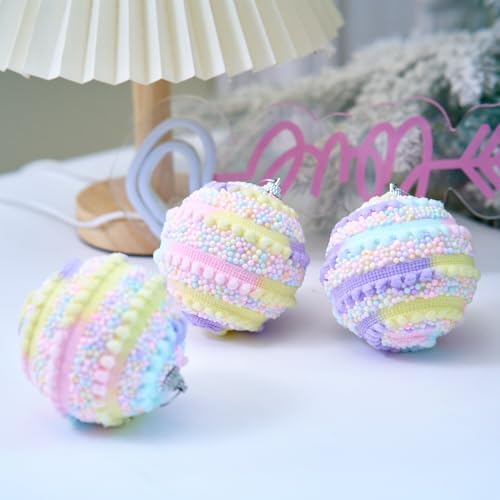 6pcs Colorful Pastel Sugar Sprinkle Christmas Ball Ornaments Decorative, Artificial Dessert Decorations for Easter, Birthday & Party Decor, Photo Props & Table Styling Set (3.15inch) - color: Yellow