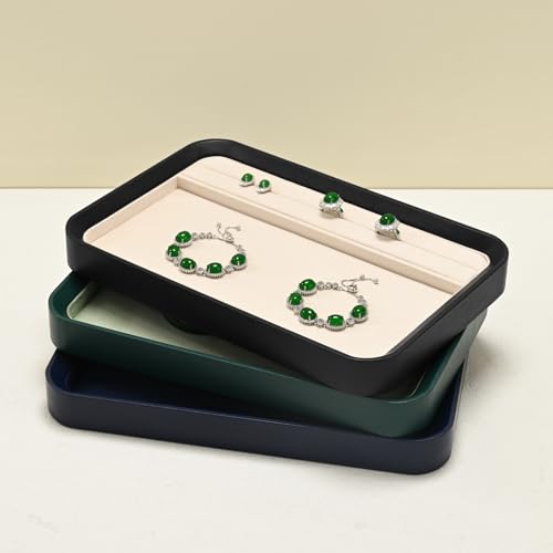 Oirlv Jewelry Display Tray for Vendors Velvet Jewelry Tray with Compartments for Rings and Bracelets(Blue) - color: Blue P21602