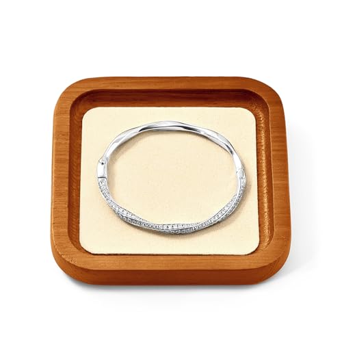 Solid Wood Jewelry Display Flat Tray for Rings Earrings Necklace Bracelet, Jewelry Photograph Display(Beige,S) - color: Beige, size: 10 * 10 * 1.5cm