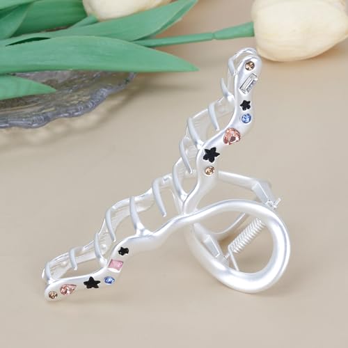 Large Metal Hair Claw Clips for Thick Hair 4.7 Inch Big Matte Metal Hair Clip for Women Strong Hold Claw Barrettes for Long Hair New Hair Accessories (Style 1) - color: Style 1