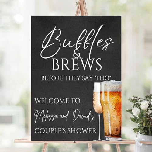 Personalized Boots and Bubbles Welcome Wedding Sign for Couples Shower, Bubbles and Brews Bridal Party Poster, Rustic Western Boot Themed Bride Groom Shower Decor, Custom Printed Sign - color: 5