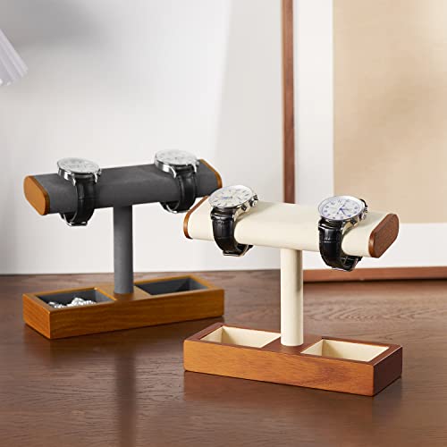 Oirlv Solid Wood Watch Display Stand T-bar Watch Stand for Men and Women Jewelry Accessory Organizer for Store and Home(SM19102) - color: Black, size: 2 Grids
