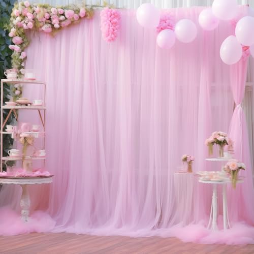 20x10 Pink Tulle Backdrop Curtains for Parties, Sheer Backdrop Curtain Wedding Photo Background Drapes for Baby Shower Photography Birthday Party - color: Baby Pink, size: 20x10ft