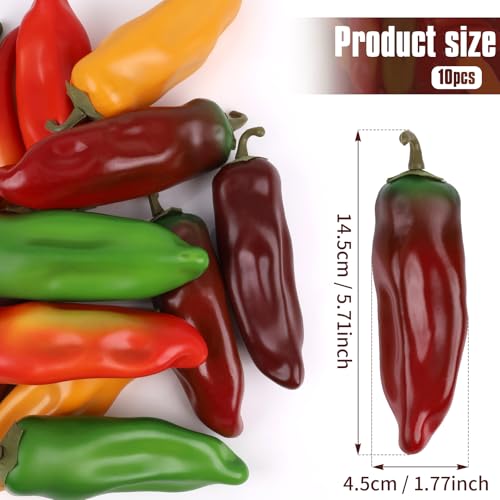 Gresorth 10pcs Artificial Lifelike Chili Fake Pepper Vegetable Decoration Home Kitchen Photography Props - color: Red, Green, Yellow