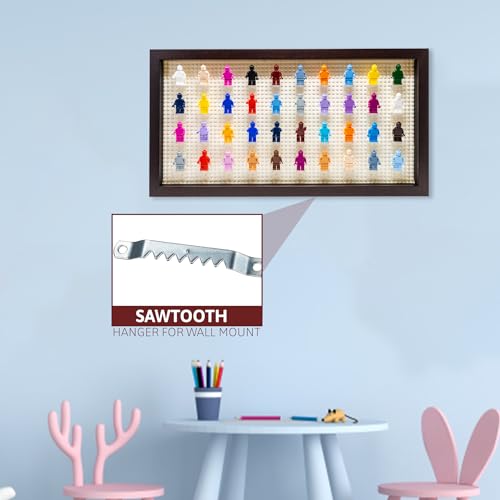 Figurine Display Case 10x20.125 Walnut Shadow Box for Miniature Figures 10x20.125 Walnut Wood Shadow Box with White Base to Display Up to 56 Block Figures - color: Walnut With White Backing, size: 10x20.125