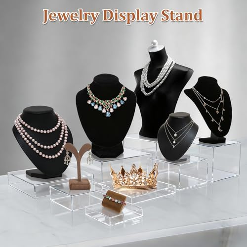 SUNEZLGO 8PCS Buffet Risers, Acrylic Large Food Risers with Mini Signs, Buffet Table Acrylic Cube Display Stands Clear Box Risers for Party Catering Dessert Jewelry Nesting Risers with Hollow Bottom - color: Clear