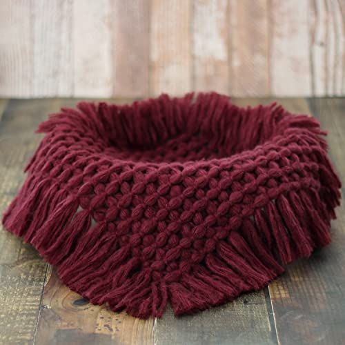 Coberllus Newborn Baby Photography Props Blanket Handmade Knitted Twist Wrap Posing Aid Backdrops for Boy Girls Photography Shoot - color: Wine