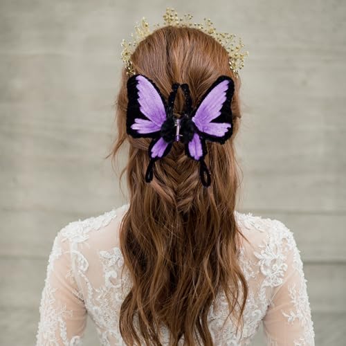 Butterfly Hair Clip - Non-Slip Hair Styling Accessories | Craft Kit for Women and Girls, Ideal for Everyday Wear, Sports, Work, Parties, Photoshoots, Travel, Dating, Christmas, and Weddings - color: purplesssss