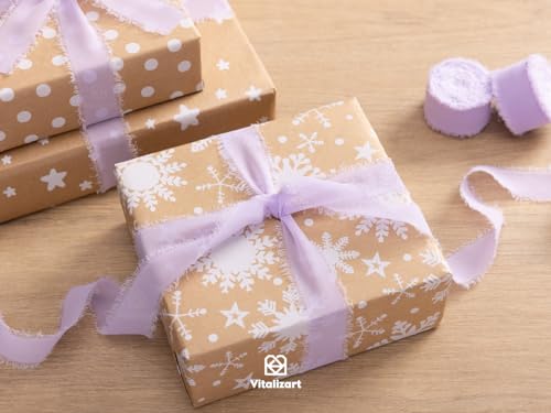 Vitalizart Lavender Purple Chiffon Silk Ribbon 1" x 21 Yd Fringe Fabric Package (3 Rolls * 7 Yd) for Wedding Invitations Bridal Bouquets Decorations Gifts Wrapping & Bow Making Lilac - color: Lavender