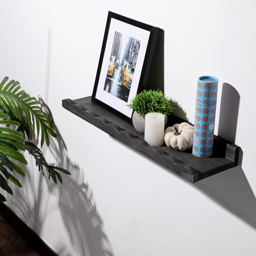 Suzile 2 Pcs Scalloped Shelves Wall Floating Shelves Set for Room, Bathroom, Bedroom, Cute Room Decor Aesthetic and Books, Toys, Photo Frames Storage(23",Black) - color: Black, size: 23"