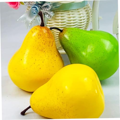 OSALADI Simulated Pear Model Set 4pcs Artificial Fruit Decor Yellow and Green Pears Realistic Photo Props for Home Kitchen Display and Shop Window Ornament