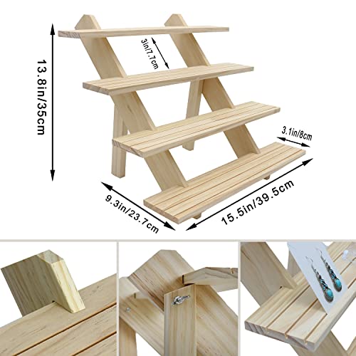 4-Tier Wood Earring Display Stand, Jewelry Towers for Market Display, Farmers Market Display & Vendor Events, Natural Wood Earring & Jewelry Display for Vendors (4 Tier Wood.) - color: 4 Tier Wood