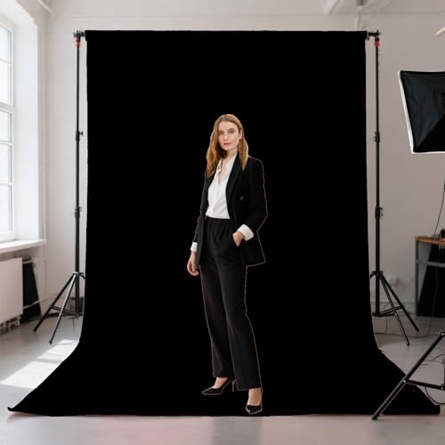 Black Screen Backdrops 5x7ft Solid Color Photo Backdrops for Photoshoot, Photography Background for Meeting Wall, Party, Videos - color: Black, size: 5x7ft
