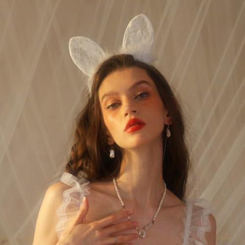 Cat Ears Headbands Plush Lace Halloween Cute Costume Party Makeup Hair Headpiece Sexy Masquerade Nightclubs Photo Prop for Women - color: Cat Ears