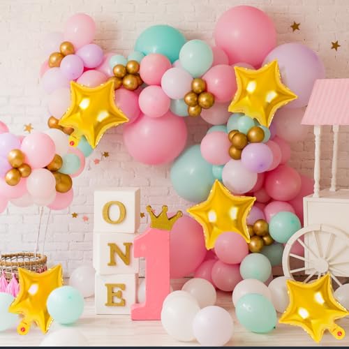 50 Pcs Star Balloons,10 Inch Gold Star Foil Balloons,Stars Shaped Balloon Mylar Helium Balloon for Birthday Party Anniversary Wedding Baby Shower Decorations (10inch-gold) - color: 10inch-gold