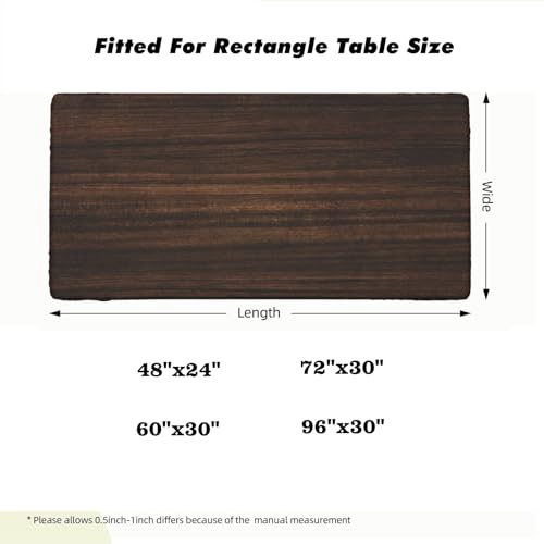 Brown Wood Texture Background Rectangle Table Cloth Cover, Waterproof Polyester Elastic Fitted Tablecloth, Washable for Picnic, Camping, Outdoor, for 48x24 Inch Rectangular Table, Style 151 - color: Wood Texture -18, size: 48" x 24" (Rectangular)