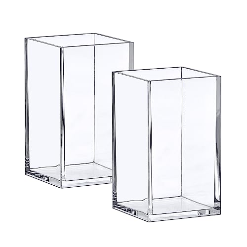 Amazing Abby - Penelope - 2-Pack Pen Holder, Acrylic Pen Holder, Clear Plastic Organizer for Office Supplies, Perfect Office Desktop Storage Solution for Pencils, Pens, Markers, Scissors, and More - style: 2-Pack