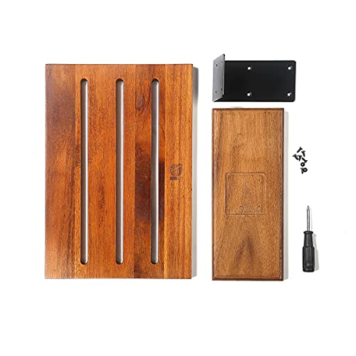 MITSUMOTO SAKARI Japanese Magnetic Knife Holder, 12.5-Inch Acacia Wood Double Sided Knife Block, Heavy Duty Magnet Stand for Chef & Steak Knives
